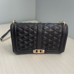 Rebecca Minkoff Black Quilted Crossbody Bag with Gold Hardware